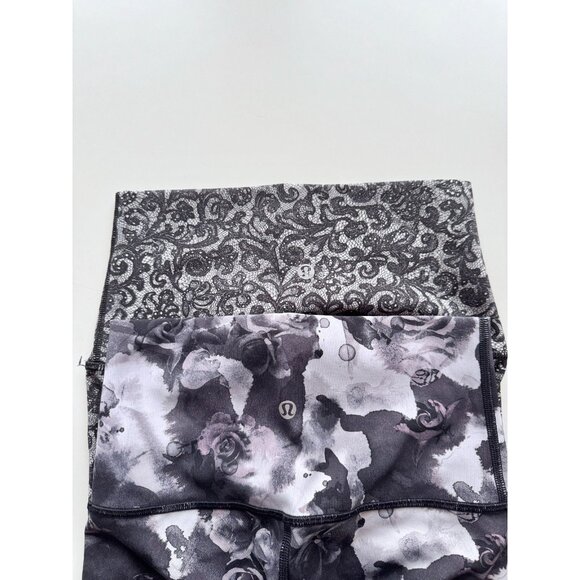 Lot of 2 LULULEMON Size 4 Wunder Under Leggings - Lace & Floral Print - Picture 2 of 16